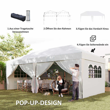 Pavillon 6x3m, UV-Schutz, abnehmbare Seitenwände
