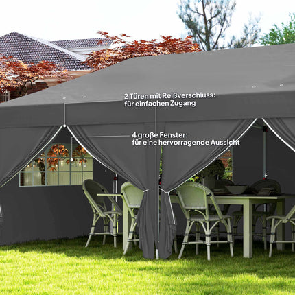 Pop-Up Pavillon 6x3m mit abnehmbaren Seitenwänden, UV-Schutz