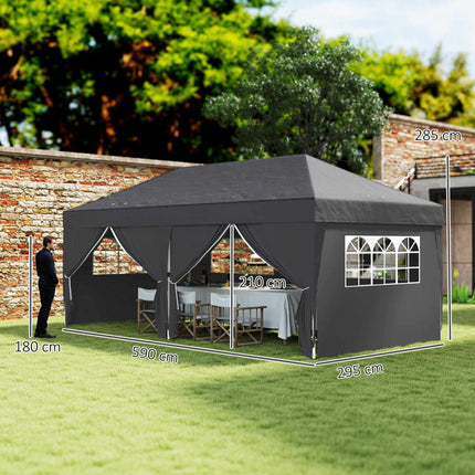 Pop-Up Pavillon 6x3m mit abnehmbaren Seitenwänden, UV-Schutz