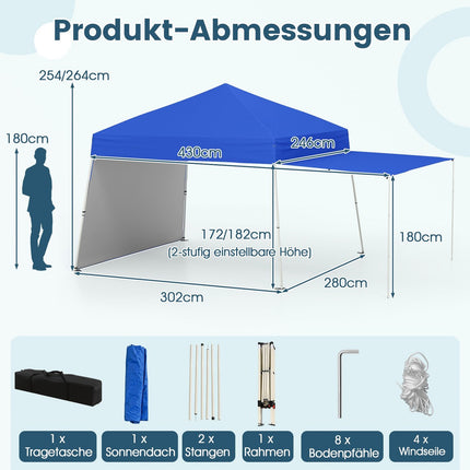 Pop-up pavilon stan s variabilní markýzou, 430x280cm