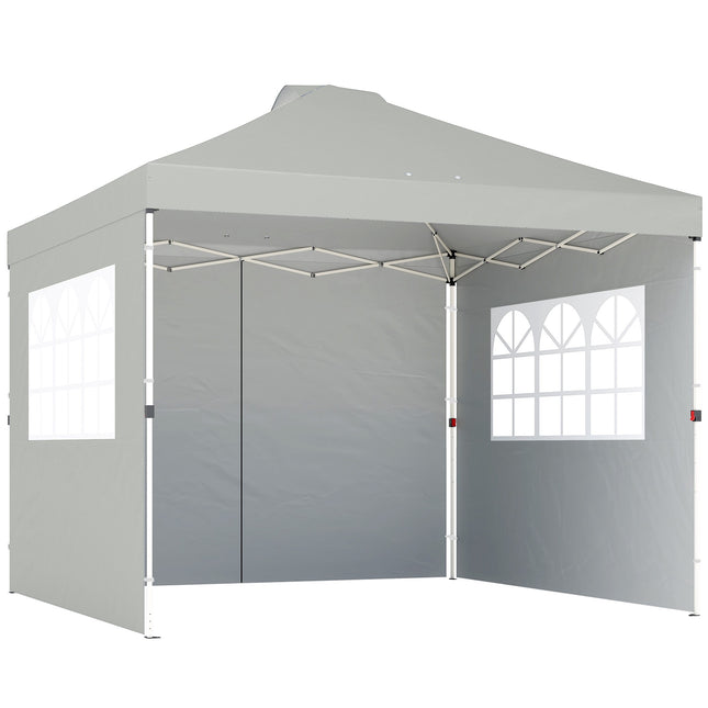 Pop-Up-Pavillon, UV50+ Wasserdicht, 3 Seitenwände, Hellgrau