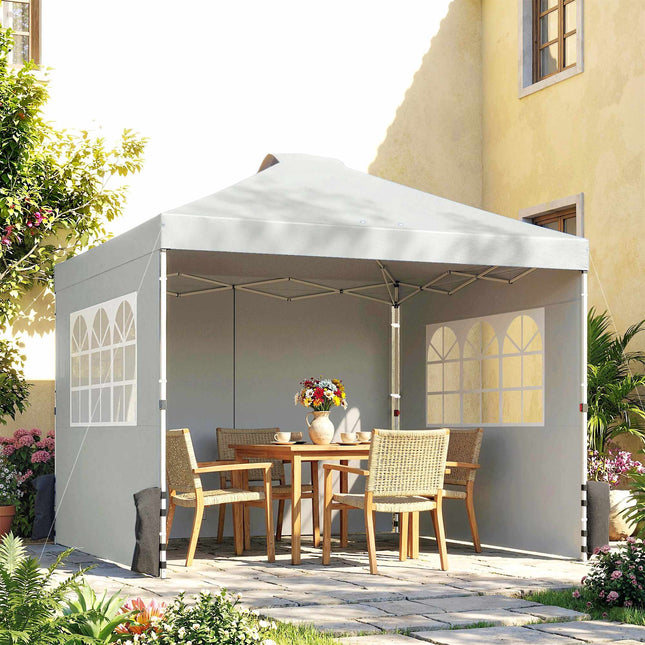 Pop-Up-Pavillon, UV50+ Wasserdicht, 3 Seitenwände, Hellgrau