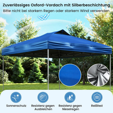 Pop-Up Pavilion, Waterproof UV 50+ Blue, 3x3m
