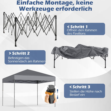 Pop-Up Pavillon mit UV50+-Schutz, höhenverstellbar, grau