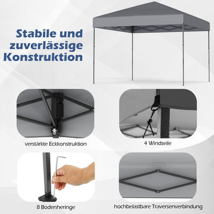 Pop-Up Pavillon mit UV50+-Schutz, höhenverstellbar, grau