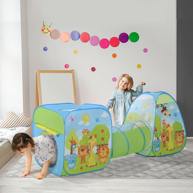 Kinder-Spielzelt mit 3-teiligem Falt-Tunnel, Polyestergewebe