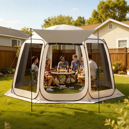Pop Up Screen House Tent, 10-12 Person, Awning