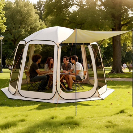 Pop Up Screen House Tent, 10-12 Person, Awning
