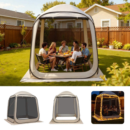 Pop-Up Screen House Tent, 4–6 Person, Beige