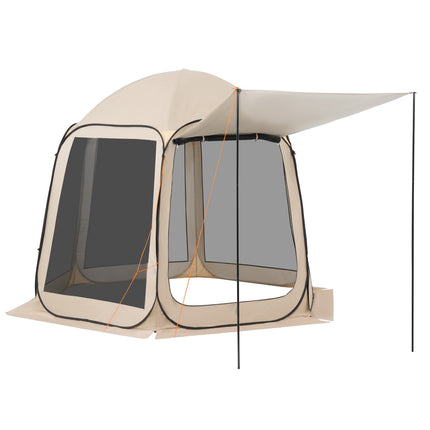 Pop-Up Screen House Tent, 4–8 Person, Beige, Awning