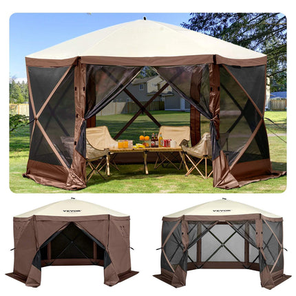 Pop-Up Screen Tent Canopy, 10x10 ft, 6-Sided Mesh, Carry Bag