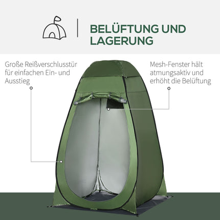 Camping Duschzelt - Tragbare Outdoor-Toilette, Dunkelgrün