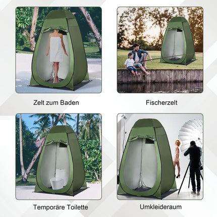 Camping Duschzelt - Tragbare Outdoor-Toilette, Dunkelgrün