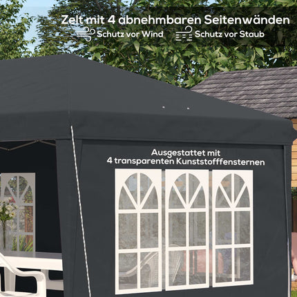 Pop-Up Waterproof Pavilion 3x6m with UV Protection, Black