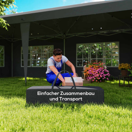 Pop-Up Waterproof Pavilion 3x6m with UV Protection, Black