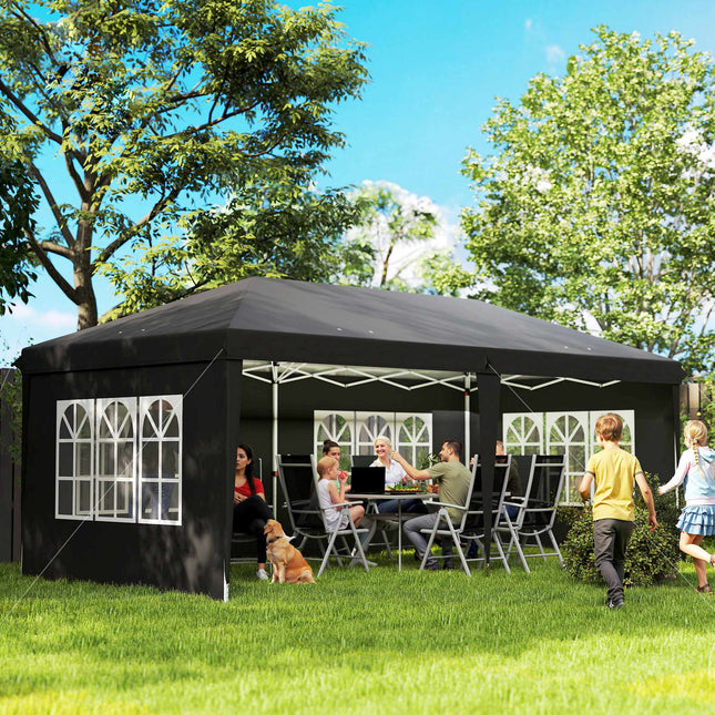 Pop-Up Pavillon 3x6m wasserdicht mit UV-Schutz, Schwarz