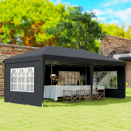 Pop-Up Waterproof Pavilion 3x6m with UV Protection, Black