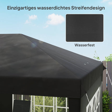 Pop-Up Waterproof Pavilion 3x6m with UV Protection, Black