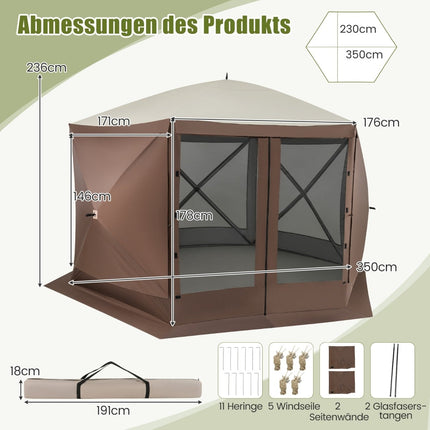 Pop-up Pavilion 350x350 cm with Carry Bag & Mesh Walls