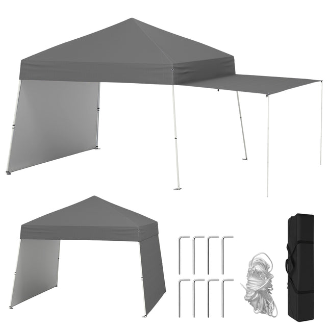 Pop-up Faltpavillon, 430x280cm, umbaubare Seitenwände, Grau