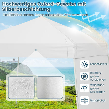 Pop-up Pavilion Tent 430x280 cm, Convertible Sides, White