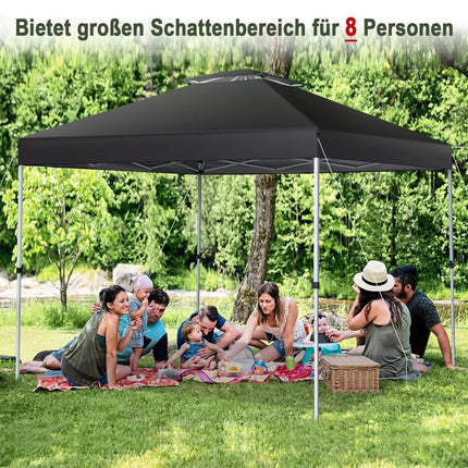 Pop-up-Pavillon-Zelt für den Außenbereich mit verstellbarer Höhe 305 x 305 cm schwarz
