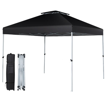 Pop-up-Pavillon-Zelt für den Außenbereich mit verstellbarer Höhe 305 x 305 cm schwarz