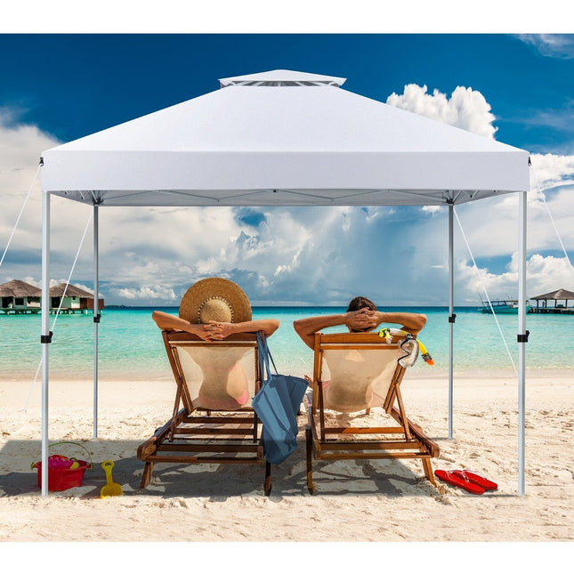 Pop-up-Pavillon-Zelt Outdoor-Partyzelt mit verstellbarer Höhe 305 x 305 cm silberweiß