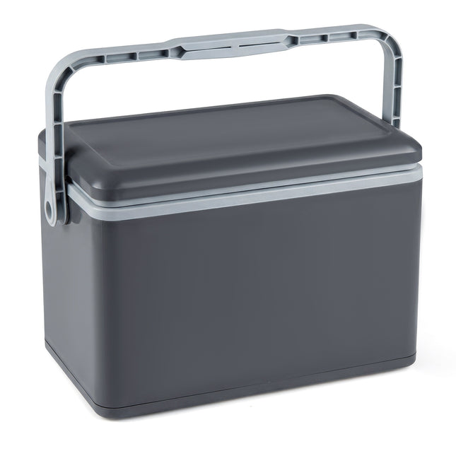 Tragbare 12L-Kühlbox mit Hartschale und Griff, Dunkelgrau