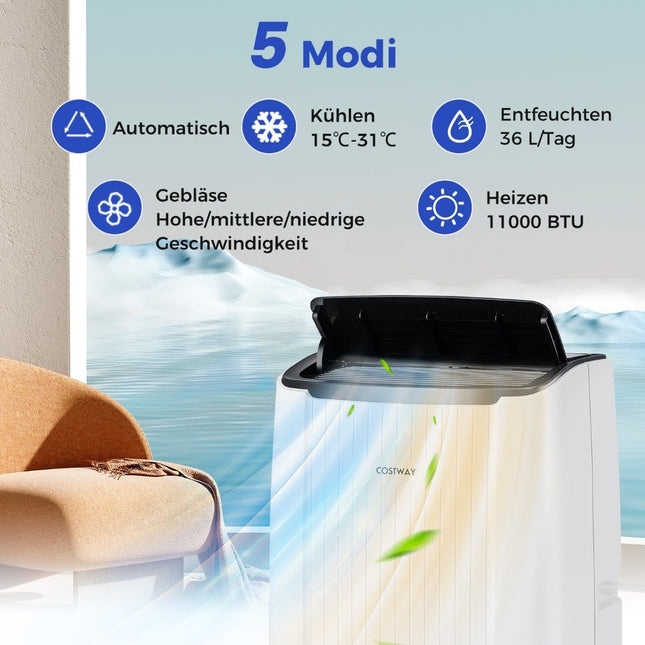Tragbare 14000 BTU Klimaanlage, Heizung und Luftentfeuchter