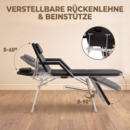 Portable 3-Section Massage Table, Adjustable with Headrest