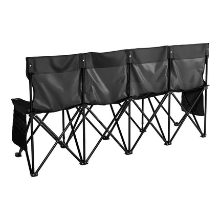 Portable 4-Seat Folding Bench with Backrest, Pockets