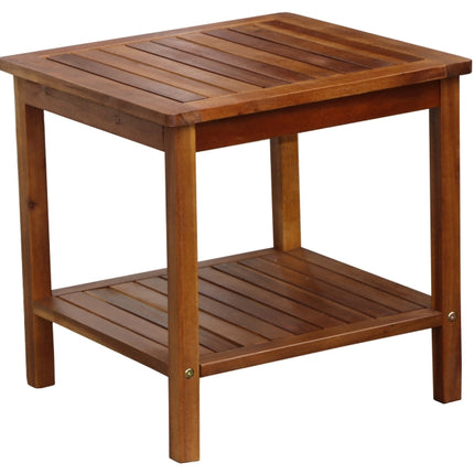 Tragbarer Beistelltisch aus Akazienholz, 2 Ablagen, 45x45x45 cm