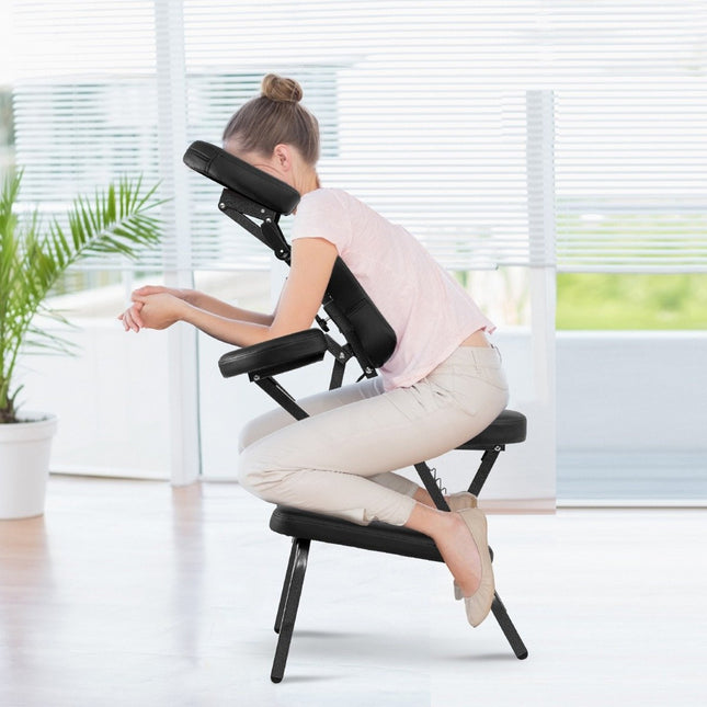 Tragbarer verstellbarer Massagestuhl – Schwarz, klappbares Design