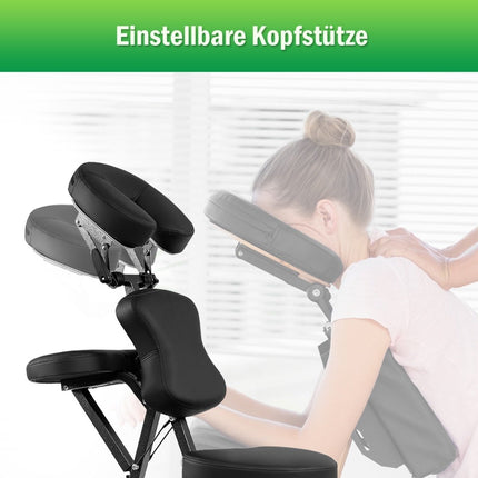 Tragbarer verstellbarer Massagestuhl – Schwarz, klappbares Design