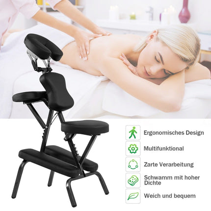 Tragbarer verstellbarer Massagestuhl – Schwarz, klappbares Design