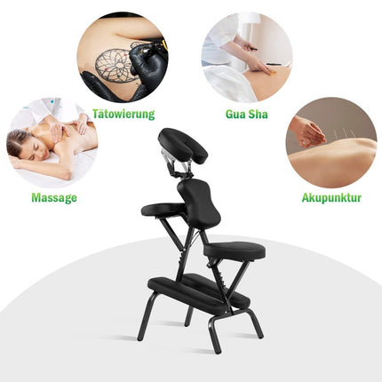 Tragbarer verstellbarer Massagestuhl – Schwarz, klappbares Design