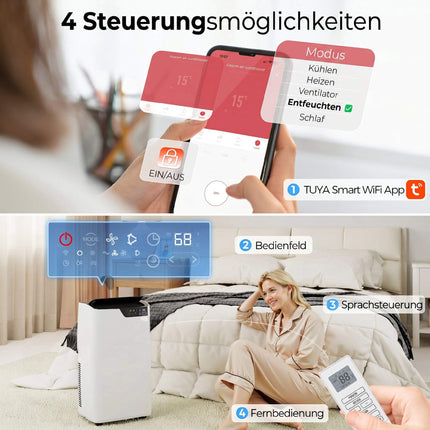Tragbares Klimagerät 12000 BTU, WiFi, 4-in-1-Modus
