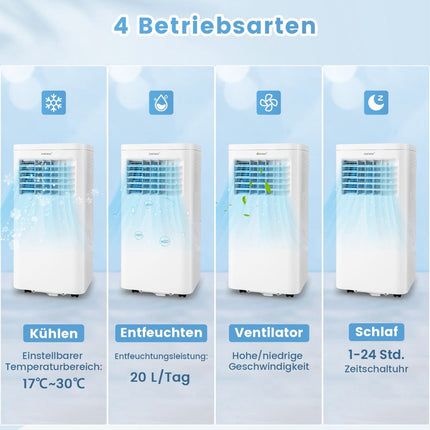 Mobiles Klimagerät 2,5 kW, 4-in-1 mit Luftentfeuchter