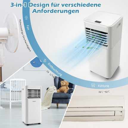 Tragbare Klimaanlage 4 in 1 Luftkühler mit weißem LED-Display 7000 BTU