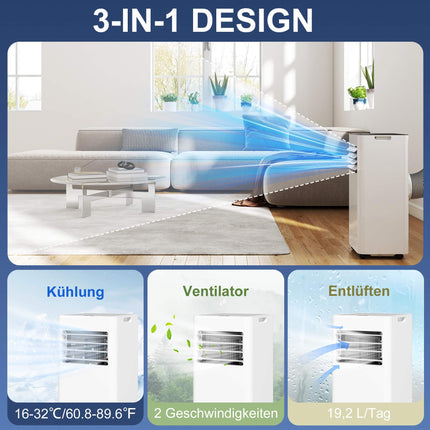 Tragbares Klimagerät, 7.000 BTU, 3-in-1-System