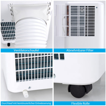 Tragbare Klimaanlage 9000 BTU, 3-in-1, Fernbedienung