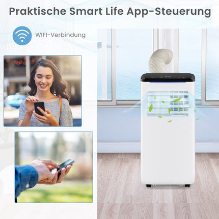 Mobiles Klimagerät 9000 BTU, 4-in-1, Intelligente Steuerung
