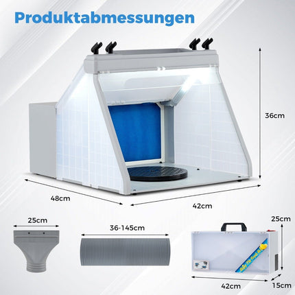 Portable Airbrush Spray Booth with LED Lights & Turntable