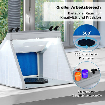 Portable Airbrush Spray Booth with LED Lights & Turntable
