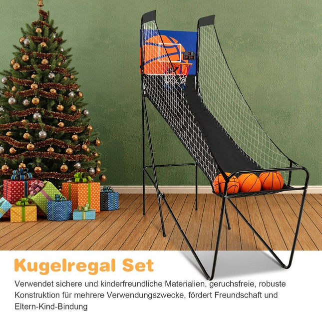 Tragbares Arcade-Basketballspiel, Basketballautomat für Kinder, 208 x 62 x 207 cm, Schwarz