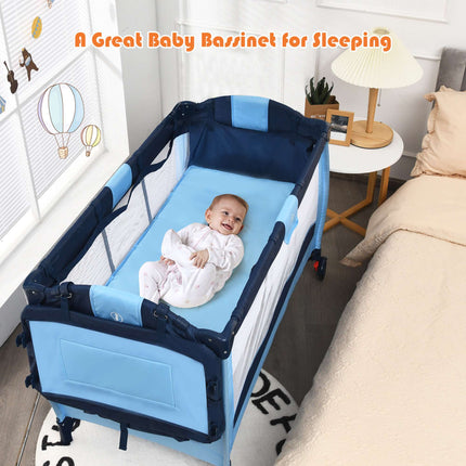 Portable Baby Crib Playpen with Bassinet and Changing Table