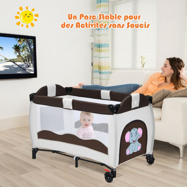 Tragbares Baby-Laufgitter mit Wiege und Wickeltisch