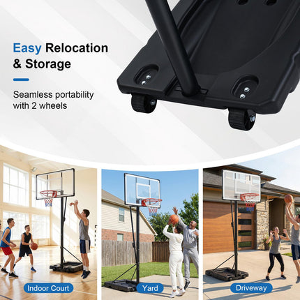 Portable Basketball Hoop, Adjustable 5.6-10 Ft, 43 In Backboard