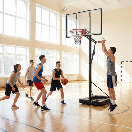 Portable Basketball Hoop, Adjustable 5.6-10 Ft, 43 In Backboard